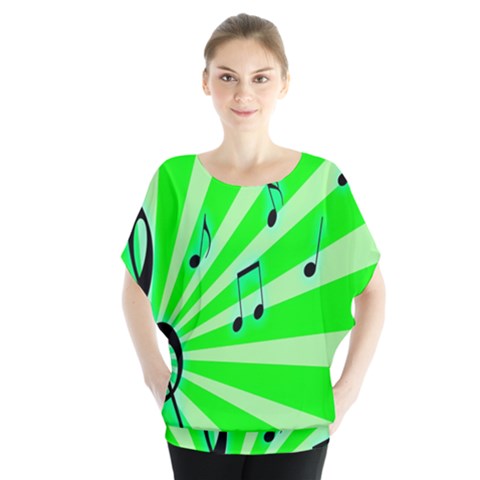 Music Notes Light Line Green Blouse by Mariart