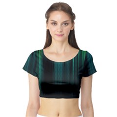 Lines Light Shadow Vertical Aurora Short Sleeve Crop Top (tight Fit) by Mariart