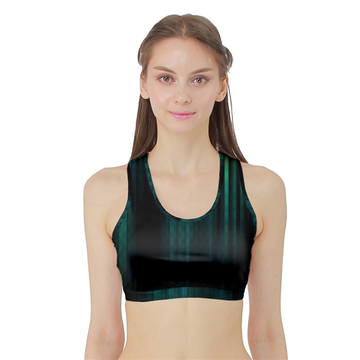 Lines Light Shadow Vertical Aurora Sports Bra with Border