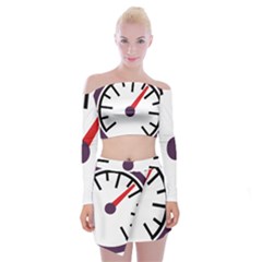 Maker Measurer Hours Time Speedometer Off Shoulder Top With Skirt Set by Mariart