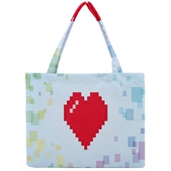 Red Heart Love Plaid Red Blue Mini Tote Bag by Mariart