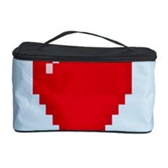 Red Heart Love Plaid Red Blue Cosmetic Storage Case