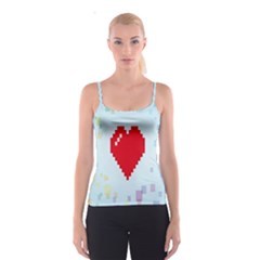 Red Heart Love Plaid Red Blue Spaghetti Strap Top by Mariart