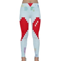 Red Heart Love Plaid Red Blue Classic Yoga Leggings