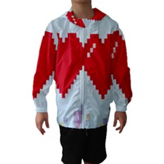 Red Heart Love Plaid Red Blue Hooded Wind Breaker (kids) by Mariart