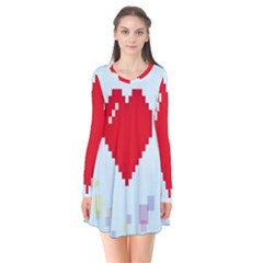 Red Heart Love Plaid Red Blue Flare Dress