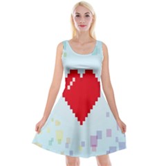 Red Heart Love Plaid Red Blue Reversible Velvet Sleeveless Dress by Mariart