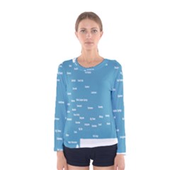 Peta Anggota City Blue Eropa Women s Long Sleeve Tee