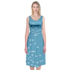 Peta Anggota City Blue Eropa Midi Sleeveless Dress