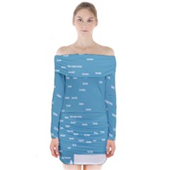 Peta Anggota City Blue Eropa Long Sleeve Off Shoulder Dress