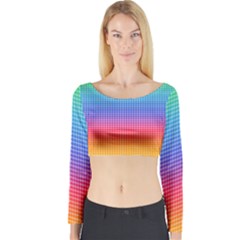 Plaid Rainbow Retina Green Purple Red Yellow Long Sleeve Crop Top