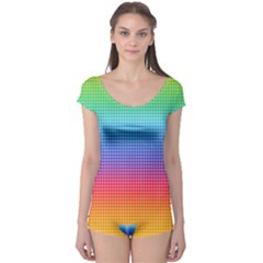 Plaid Rainbow Retina Green Purple Red Yellow Boyleg Leotard  by Mariart