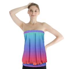 Plaid Rainbow Retina Green Purple Red Yellow Strapless Top