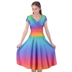 Plaid Rainbow Retina Green Purple Red Yellow Cap Sleeve Wrap Front Dress