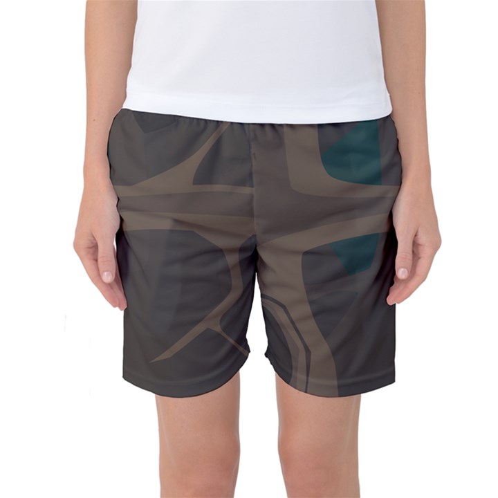 Tree Jungle Brown Green Women s Basketball Shorts