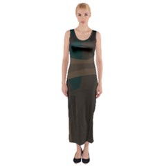 Tree Jungle Brown Green Fitted Maxi Dress