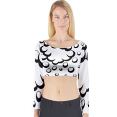 Splash Bubble Black White Polka Circle Long Sleeve Crop Top by Mariart