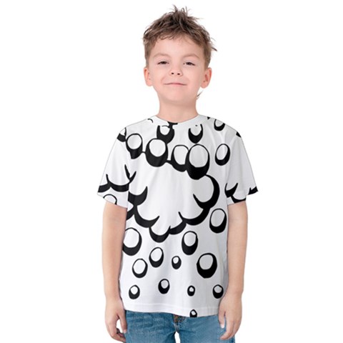 Splash Bubble Black White Polka Circle Kids  Cotton Tee by Mariart