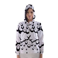 Splash Bubble Black White Polka Circle Hooded Wind Breaker (women) by Mariart