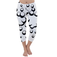 Splash Bubble Black White Polka Circle Capri Winter Leggings 