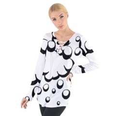 Splash Bubble Black White Polka Circle Women s Tie Up Tee by Mariart