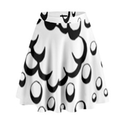 Splash Bubble Black White Polka Circle High Waist Skirt by Mariart