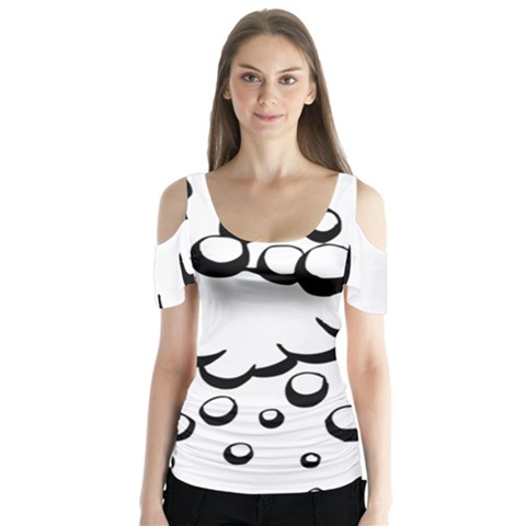 Splash Bubble Black White Polka Circle Butterfly Sleeve Cutout Tee  by Mariart