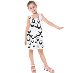 Splash Bubble Black White Polka Circle Kids  Sleeveless Dress