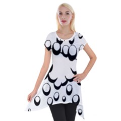 Splash Bubble Black White Polka Circle Short Sleeve Side Drop Tunic by Mariart