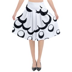 Splash Bubble Black White Polka Circle Flared Midi Skirt by Mariart