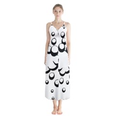 Splash Bubble Black White Polka Circle Chiffon Maxi Dress