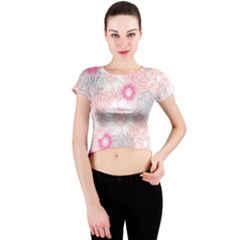 Scrapbook Paper Iridoby Flower Floral Sunflower Rose Crew Neck Crop Top by Mariart