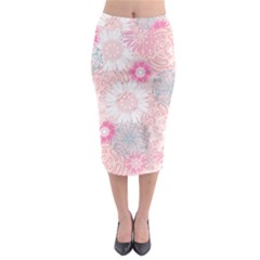 Scrapbook Paper Iridoby Flower Floral Sunflower Rose Midi Pencil Skirt