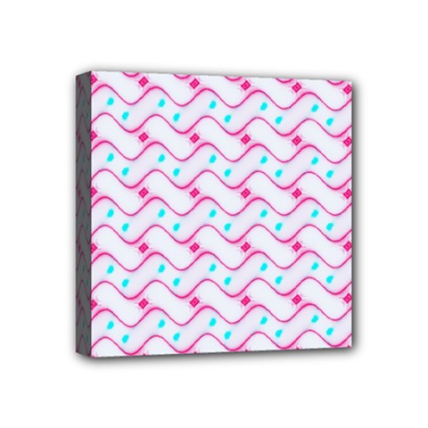 Squiggle Red Blue Milk Glass Waves Chevron Wave Pink Mini Canvas 4  X 4  by Mariart