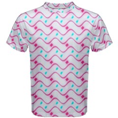 Squiggle Red Blue Milk Glass Waves Chevron Wave Pink Men s Cotton Tee by Mariart