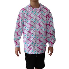 Squiggle Red Blue Milk Glass Waves Chevron Wave Pink Hooded Wind Breaker (kids) by Mariart