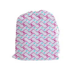 Squiggle Red Blue Milk Glass Waves Chevron Wave Pink Drawstring Pouches (extra Large) by Mariart