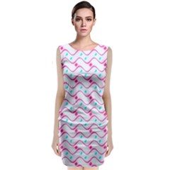 Squiggle Red Blue Milk Glass Waves Chevron Wave Pink Classic Sleeveless Midi Dress