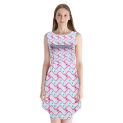 Squiggle Red Blue Milk Glass Waves Chevron Wave Pink Sleeveless Chiffon Dress  