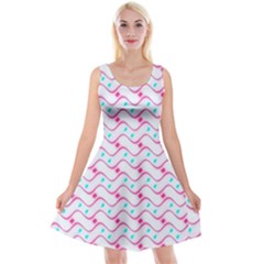 Squiggle Red Blue Milk Glass Waves Chevron Wave Pink Reversible Velvet Sleeveless Dress by Mariart