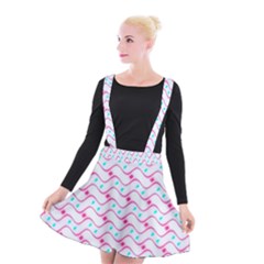 Squiggle Red Blue Milk Glass Waves Chevron Wave Pink Suspender Skater Skirt by Mariart