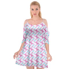 Squiggle Red Blue Milk Glass Waves Chevron Wave Pink Cutout Spaghetti Strap Chiffon Dress