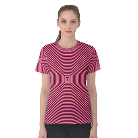 Stop Already Hipnotic Red Circle Women s Cotton Tee by Mariart