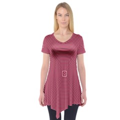 Stop Already Hipnotic Red Circle Short Sleeve Tunic  by Mariart