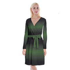 Decorative Pattern Long Sleeve Velvet Front Wrap Dress