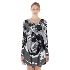 Abstract Art Long Sleeve Velvet V-neck Dress by ValentinaDesign