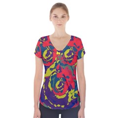 Abstract Art Short Sleeve Front Detail Top by ValentinaDesign