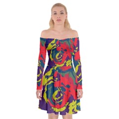 Abstract Art Off Shoulder Skater Dress