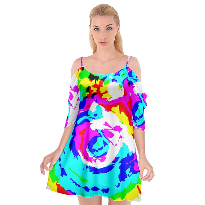 Abstract art Cutout Spaghetti Strap Chiffon Dress