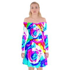 Abstract Art Off Shoulder Skater Dress